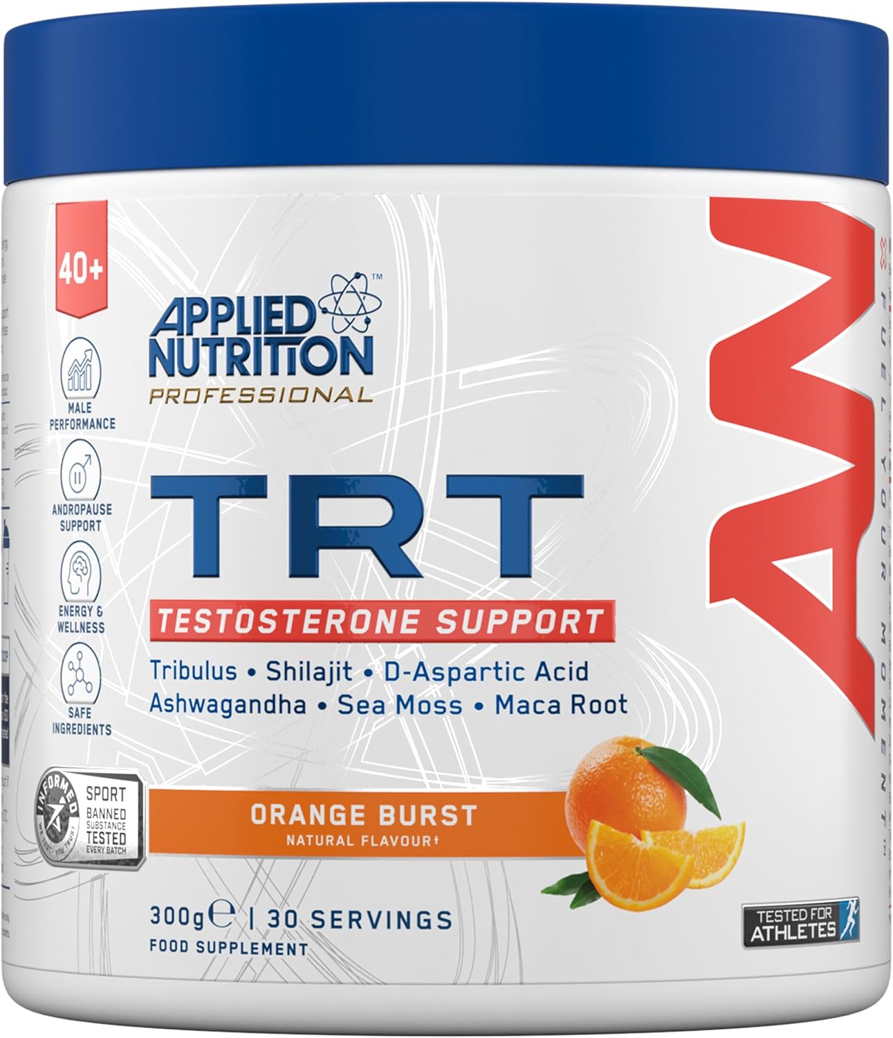 مکمل تقویت عملکرد مردان Applied Nutrition، 300 گرم، 30 وعده، طعم پرتقال