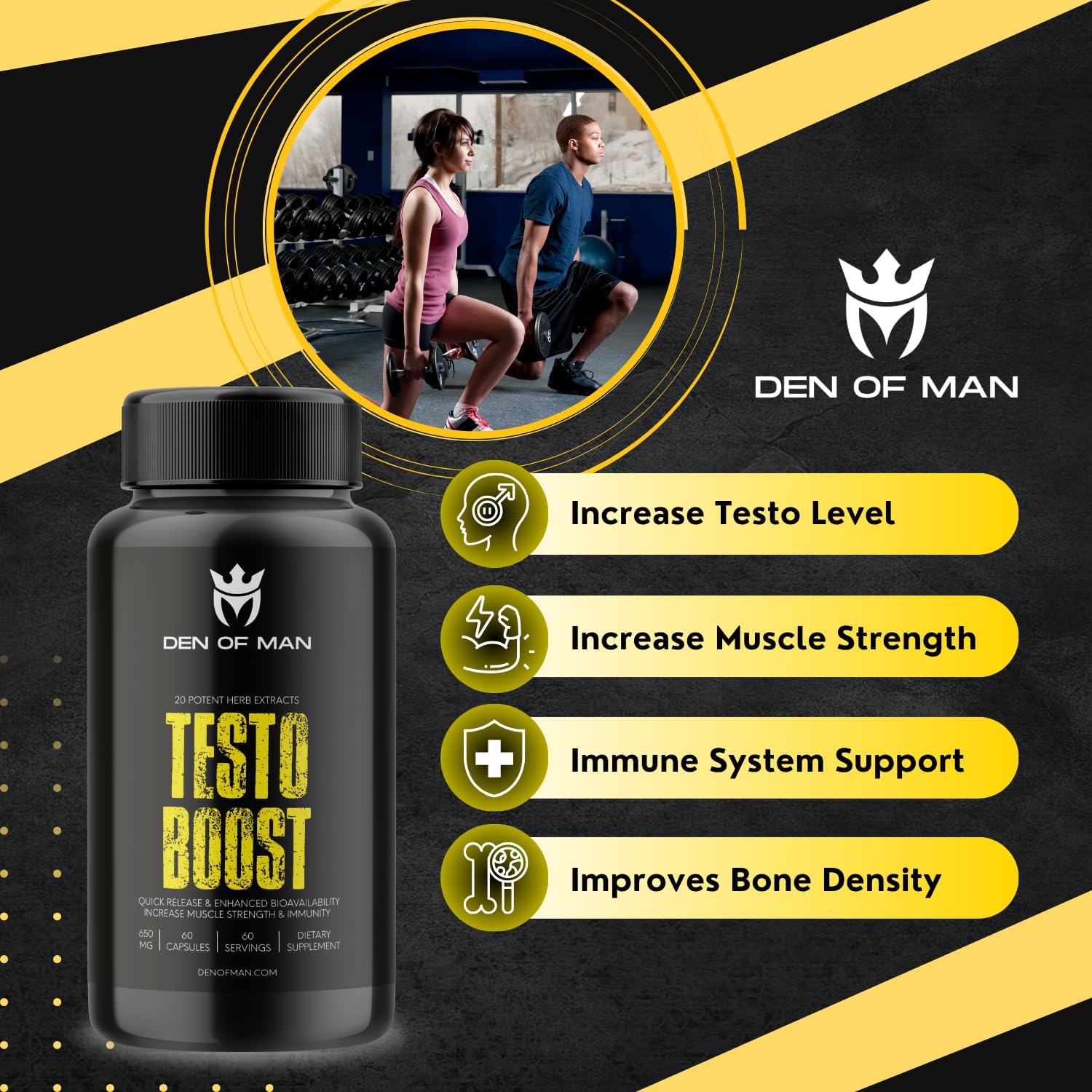 مکمل تقویت عملکرد مردان Den of Man، 60 کپسول