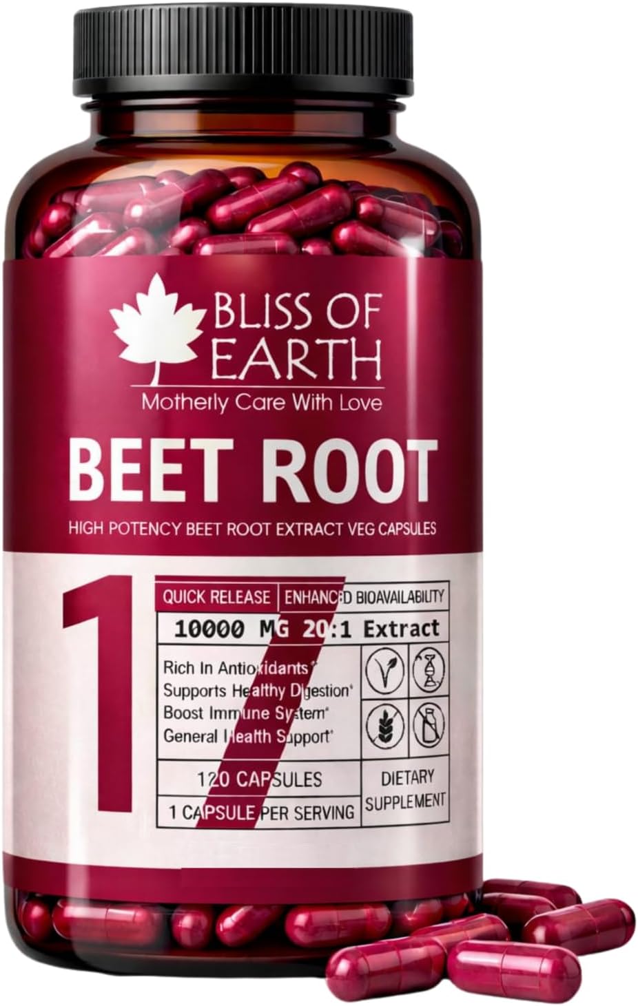 مکمل چغندر و تقویت نیتریک اکساید BLISS OF EARTH، 000 میلی‌گرم، 120 کپسول