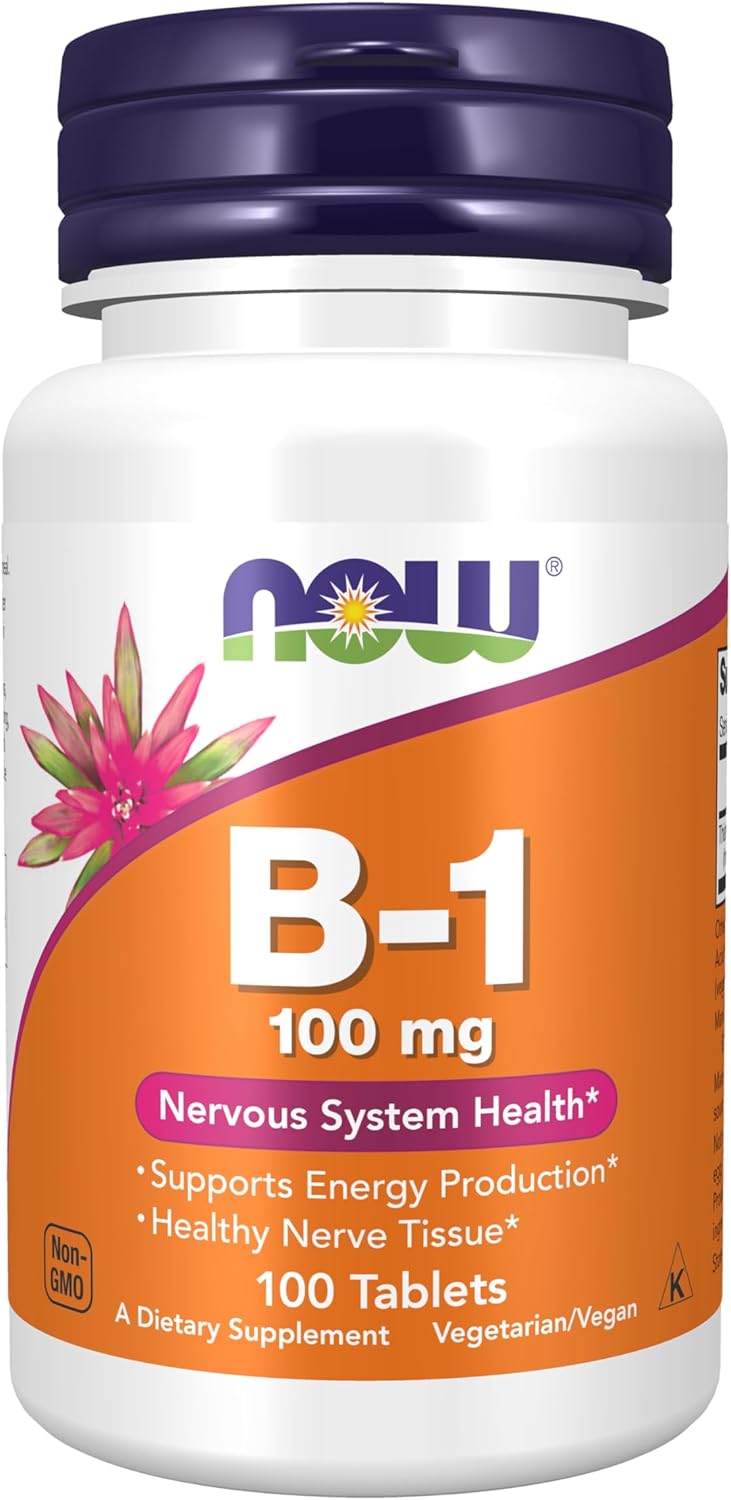 NOW، مکمل ویتامین B1، 100 میلی‌گرم، 100 قرص
