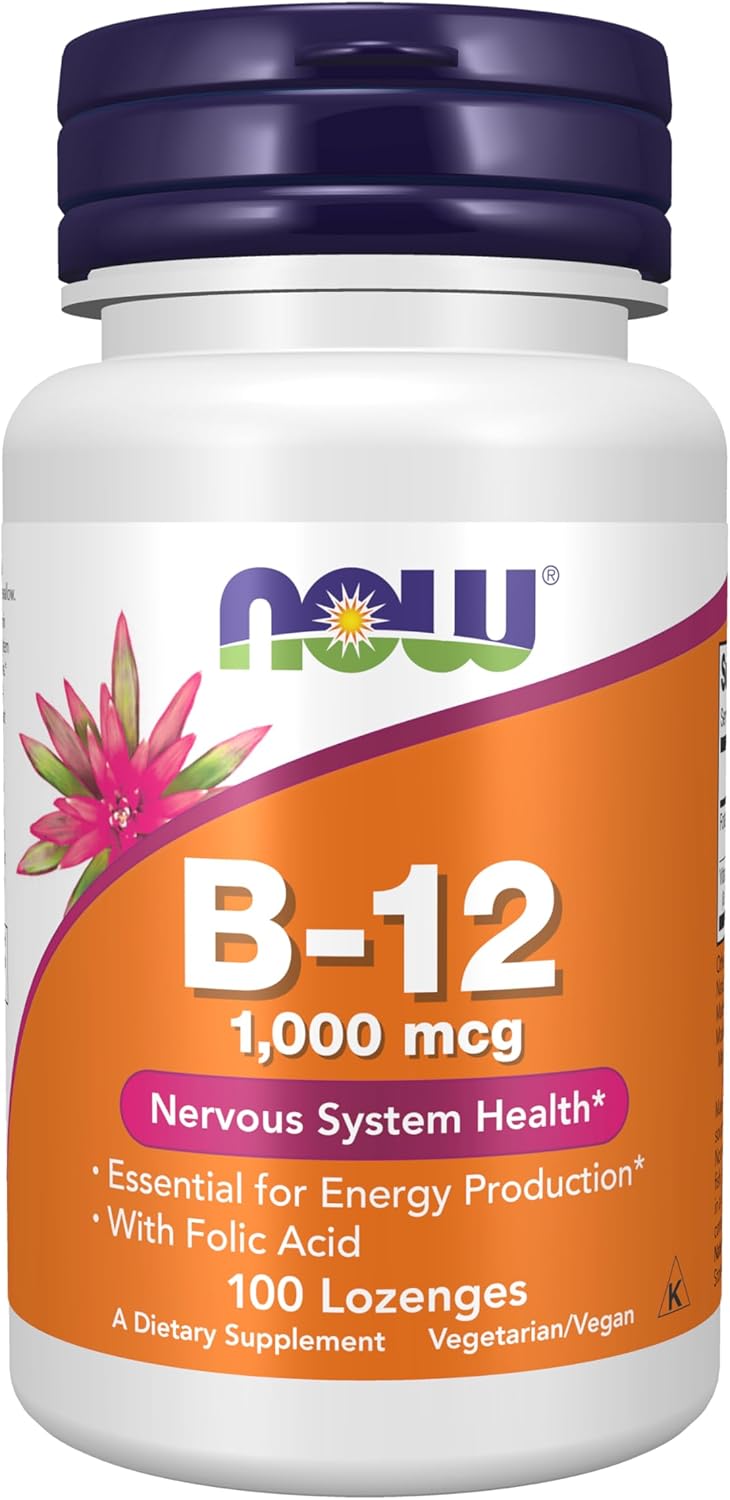 NOW، مکمل ویتامین B12، 1000 میکروگرم، 100 قرص جویدنی