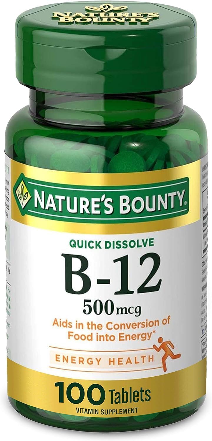 Nature's Bounty، مکمل ویتامین B12، 500 میکروگرم، قرص، طعم گیلاس