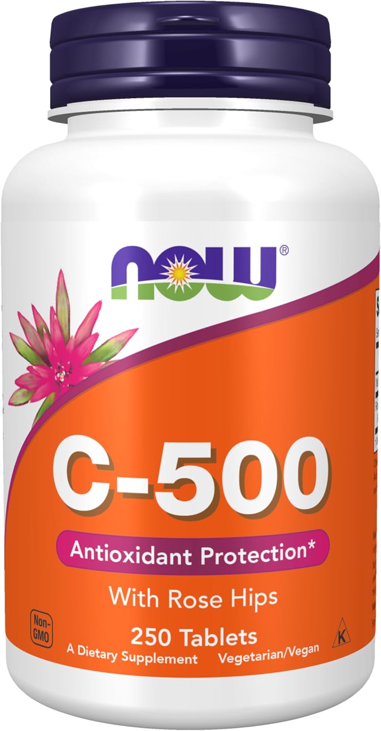 NOW، مکمل ویتامین C، مدل C-500، 250 قرص