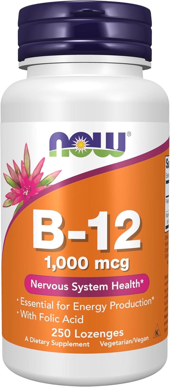 NOW، مکمل ویتامین B12، 1,000 میکروگرم، 250 قرص جویدنی