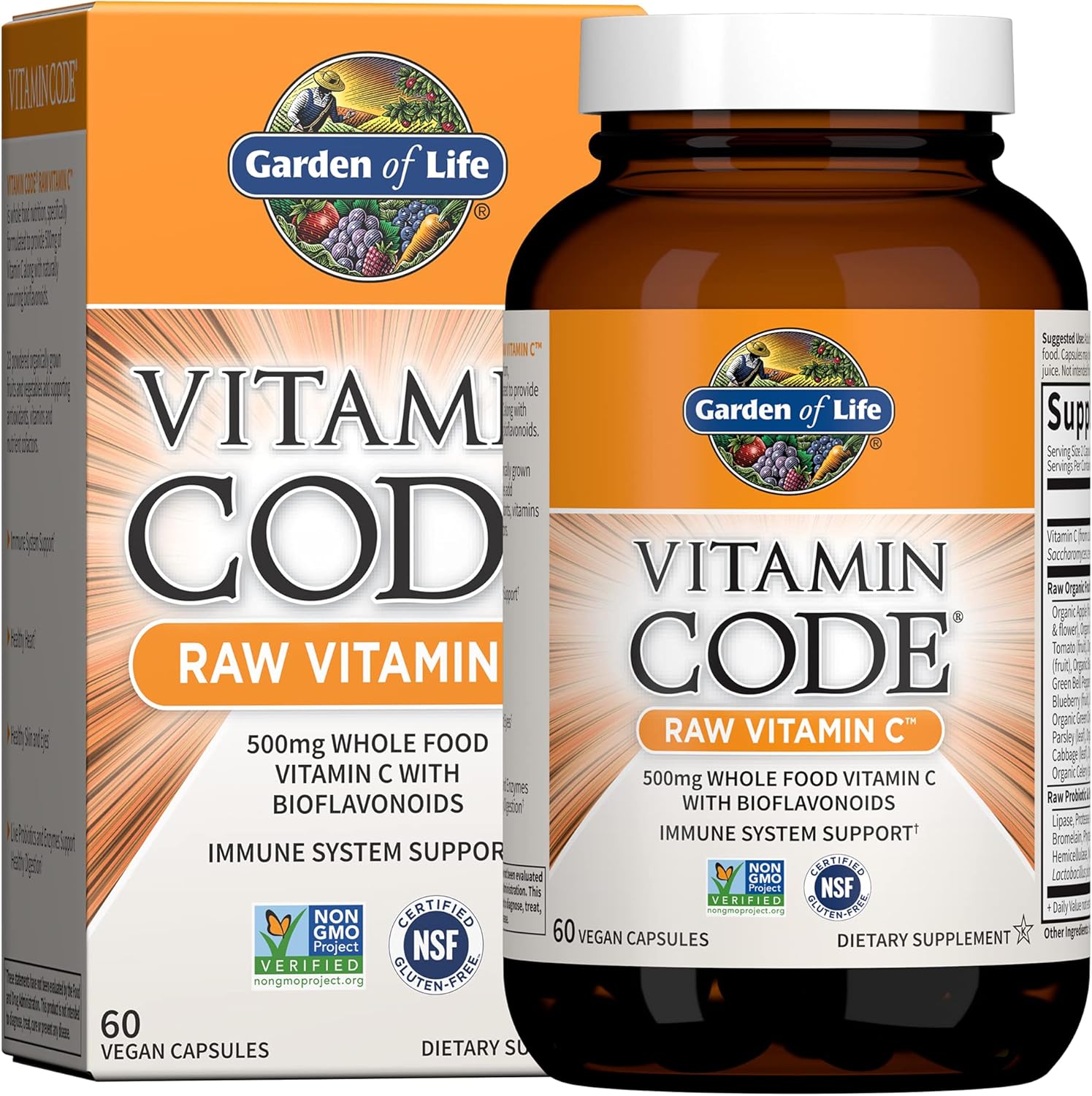 Garden of Life، مکمل ویتامین C، مدل Vitamin Code Raw C، 60 کپسول