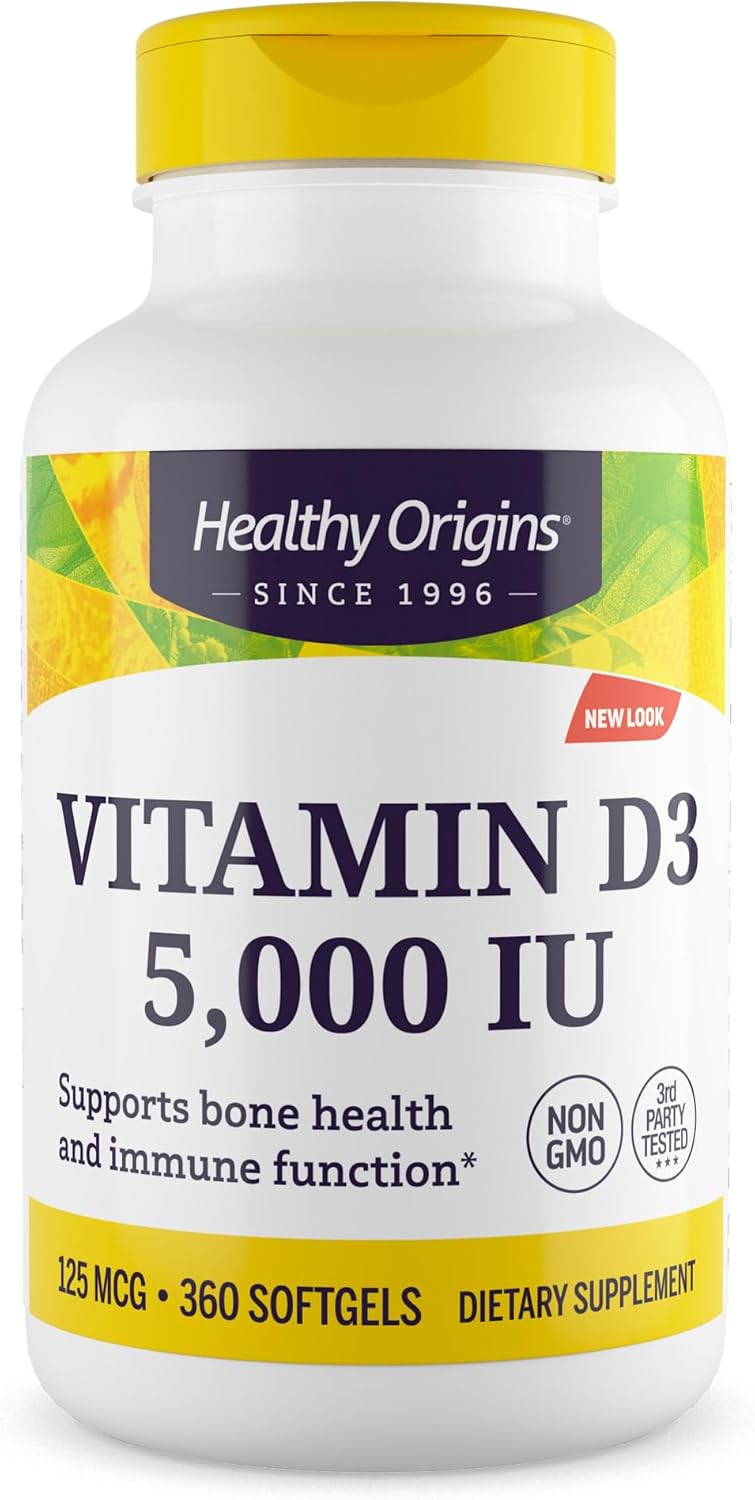 Healthy Origins، مکمل ویتامین D3، 5,000 IU، 360 سافت‌ژل