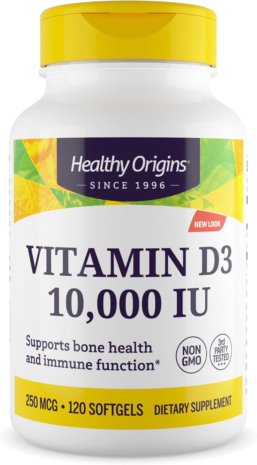 Healthy Origins، مکمل ویتامین D3، 10,000 IU، 120 عدد