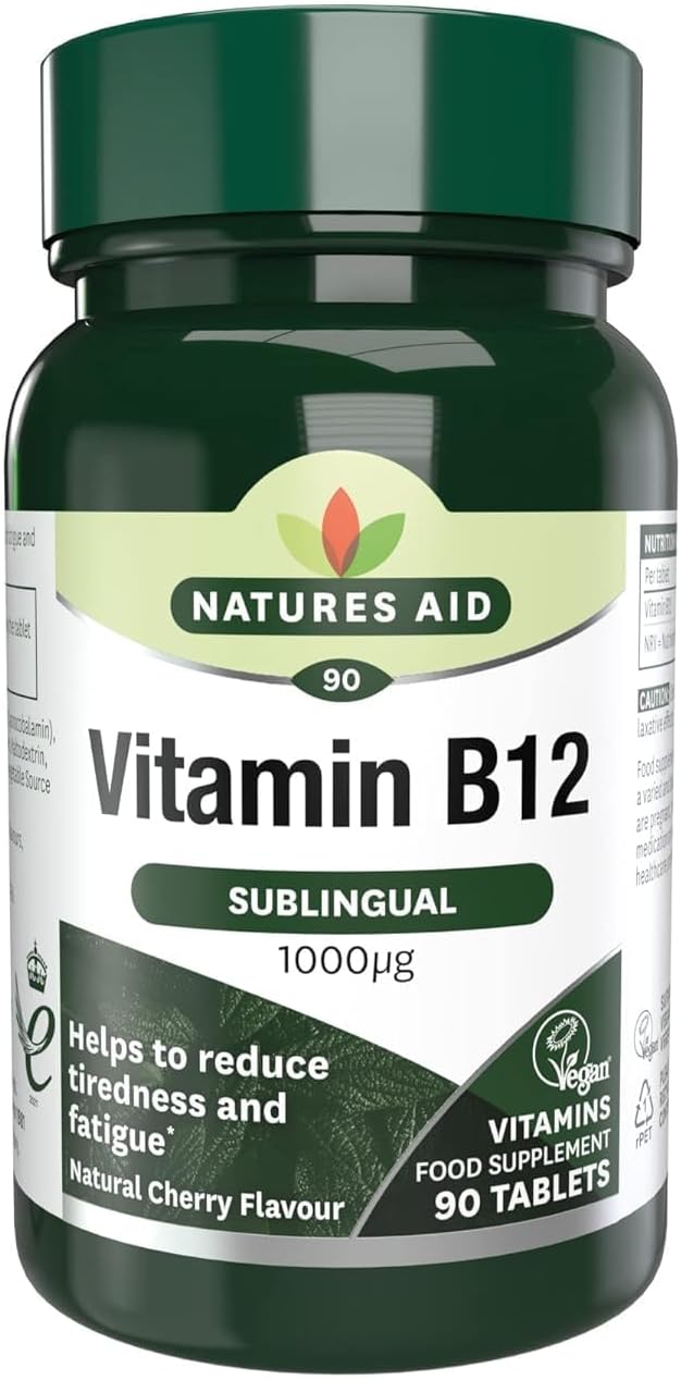 Natures Aid، مکمل ویتامین B12، 1000 میکروگرم، 90 قرص