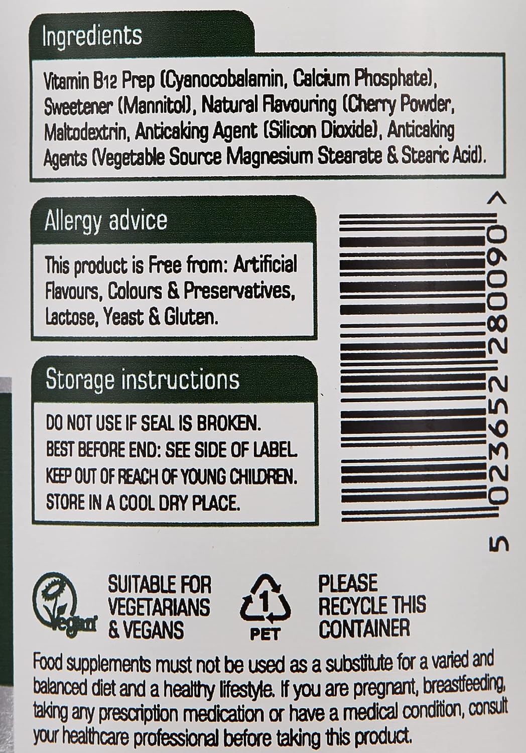 Natures Aid، مکمل ویتامین B12، 1000 میکروگرم، 90 قرص