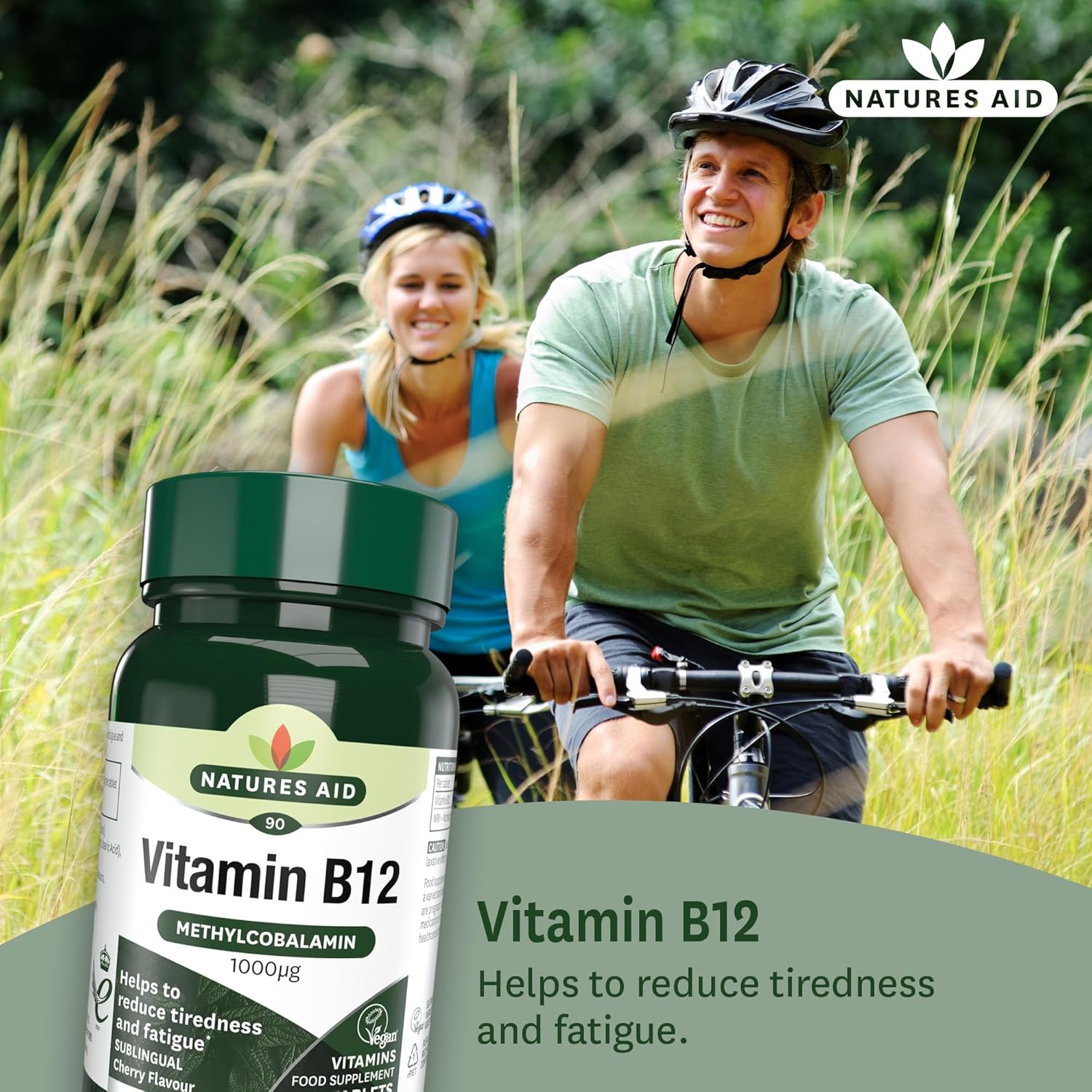 Natures Aid، مکمل ویتامین B12، 1000 میکروگرم، 90 قرص