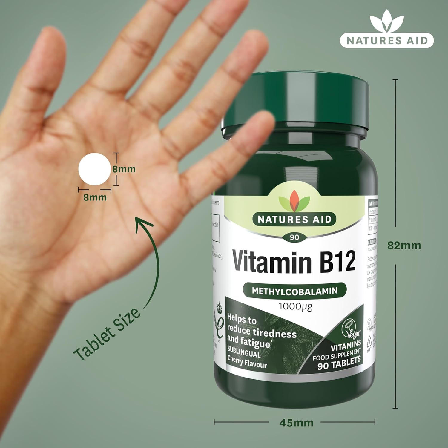 Natures Aid، مکمل ویتامین B12، 1000 میکروگرم، 90 قرص