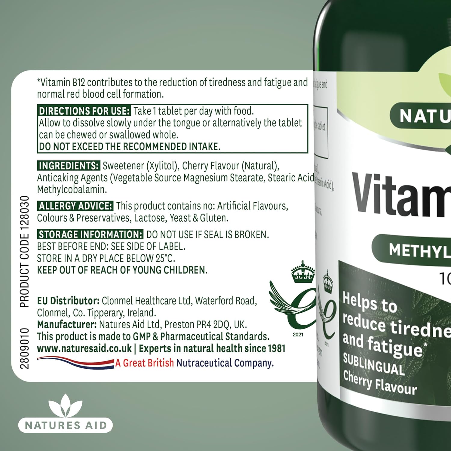 Natures Aid، مکمل ویتامین B12، 1000 میکروگرم، 90 قرص