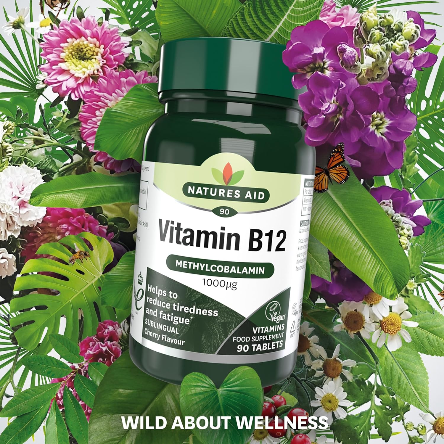 Natures Aid، مکمل ویتامین B12، 1000 میکروگرم، 90 قرص