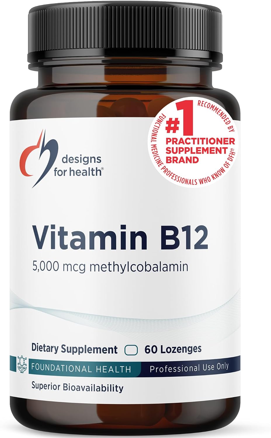 Designs for Health، مکمل ویتامین B12، 5000 میکروگرم، 60 قرص مکیدنی، طعم توت