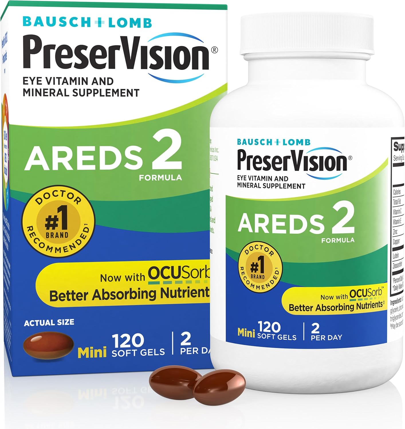 PreserVision، مکمل ویتامین چشم، مدل AREDS 2، 120 سافت‌ژل