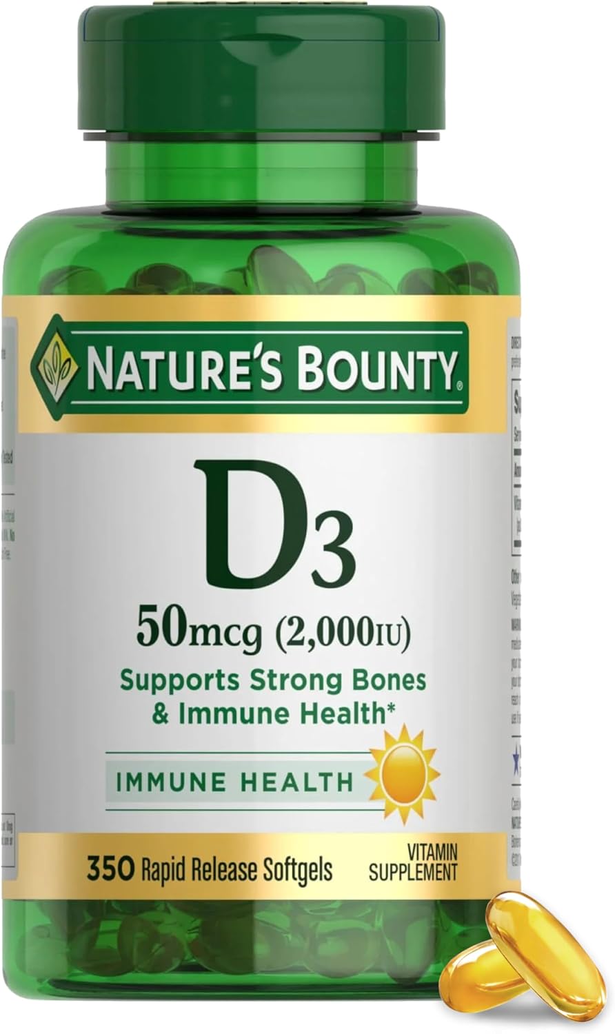 Nature's Bounty، مکمل ویتامین D3، 2000 IU و 50 میکروگرم، 350 عدد