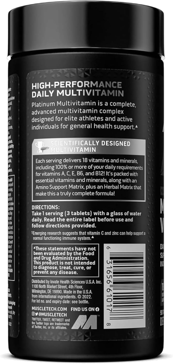 MuscleTech، مولتی‌ویتامین و مینرال، مدل Platinum Multivitamins، 90 کپسول