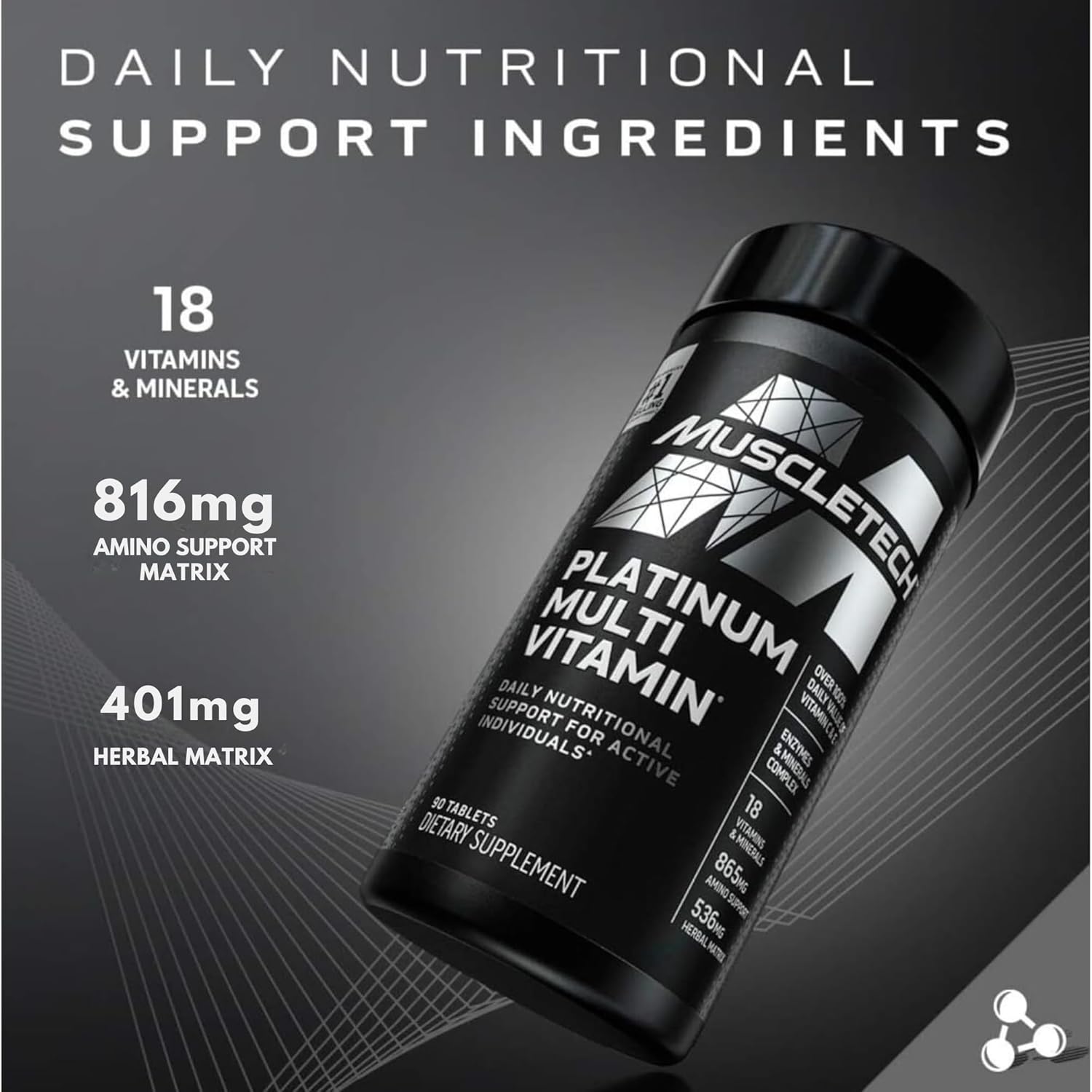 MuscleTech، مولتی‌ویتامین و مینرال، مدل Platinum Multivitamins، 90 کپسول