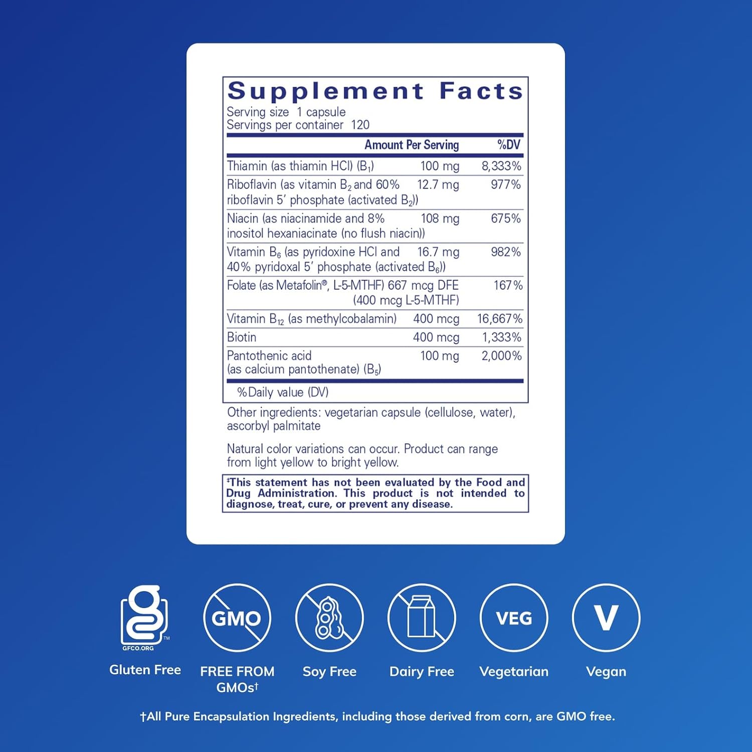Pure Encapsulations، مکمل ویتامین B کمپلکس، 120 کپسول