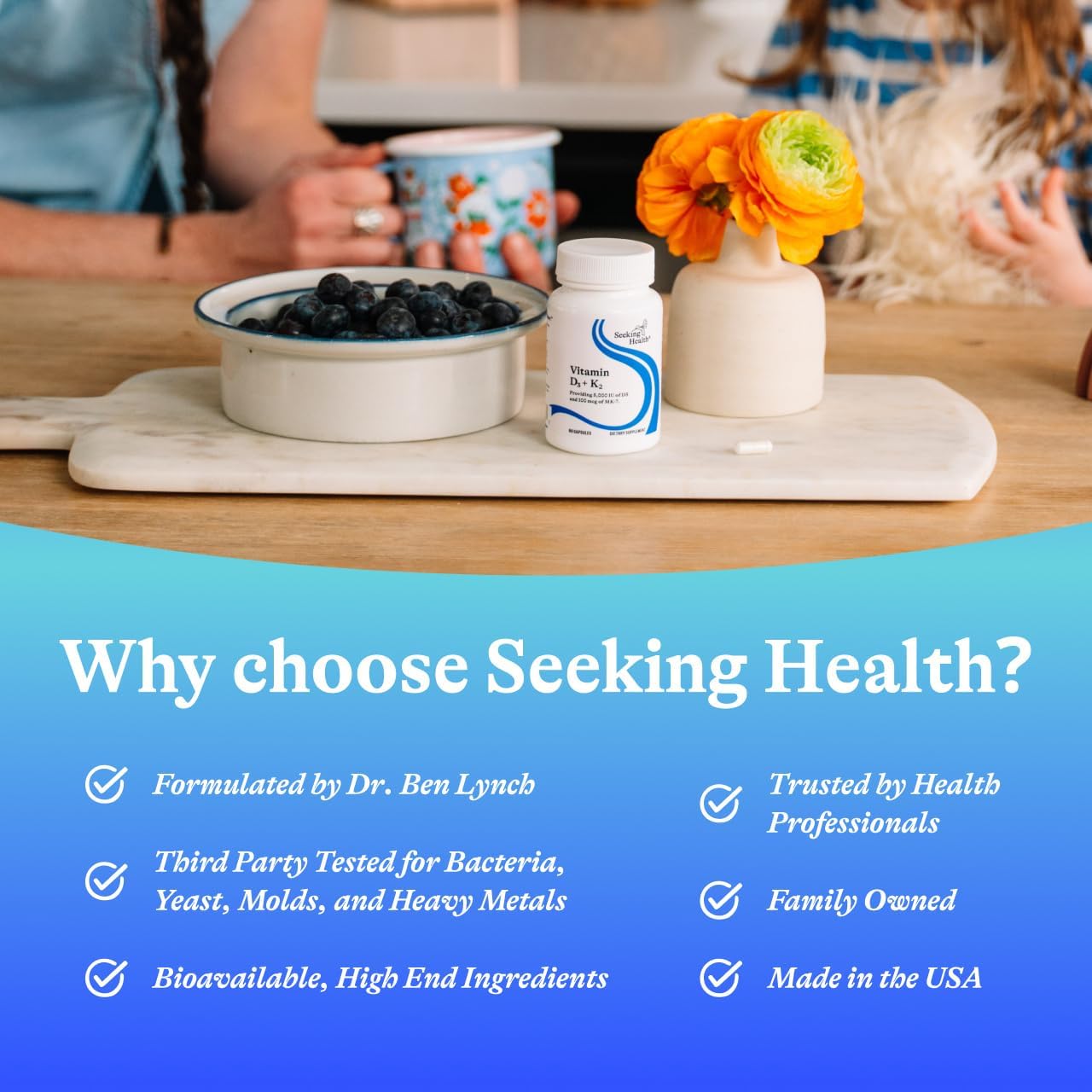 Seeking Health، مکمل ویتامین D3 و K2، 60 کپسول