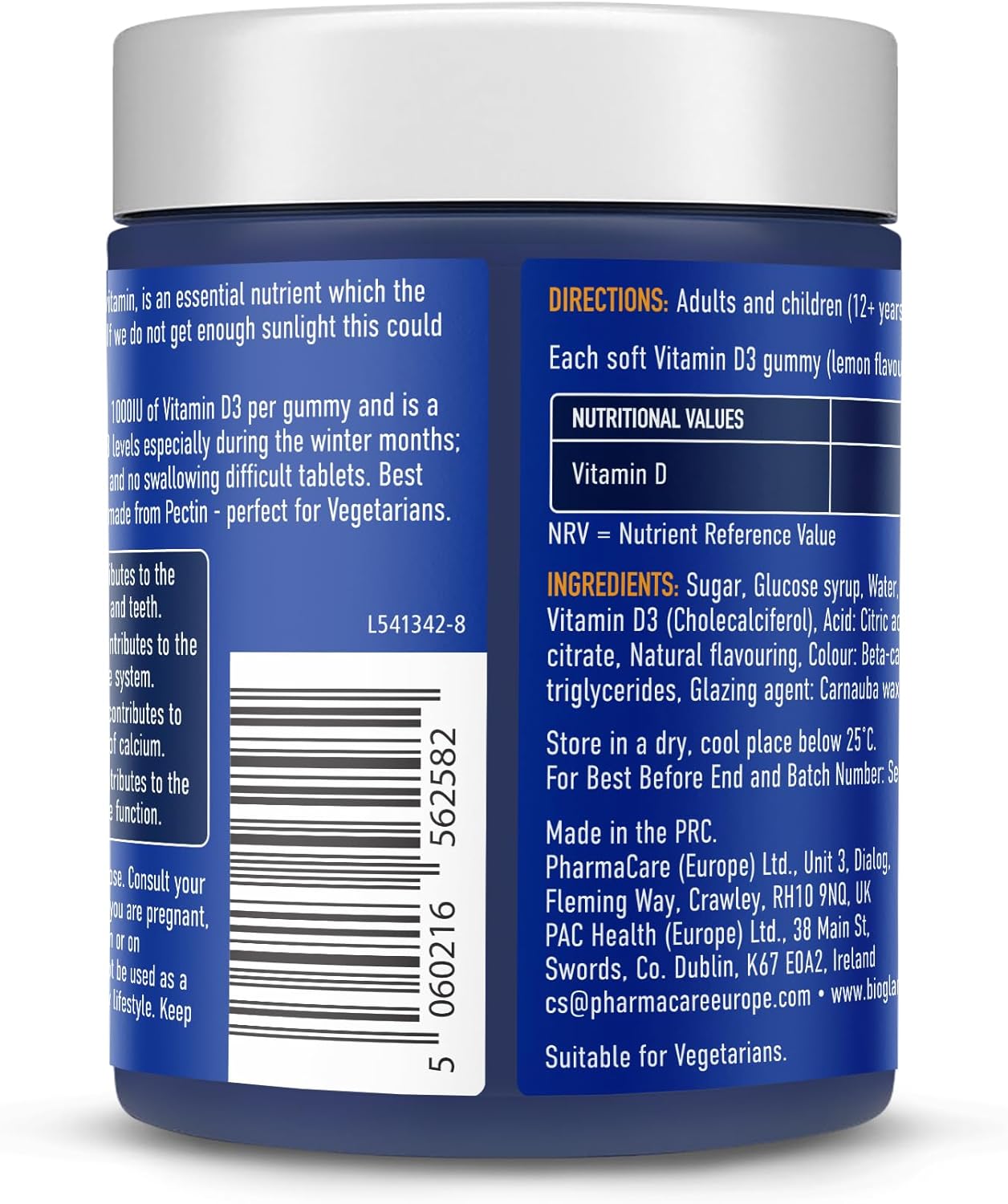 Bioglan، مکمل ویتامین D3، پاستیل، طعم لیمو