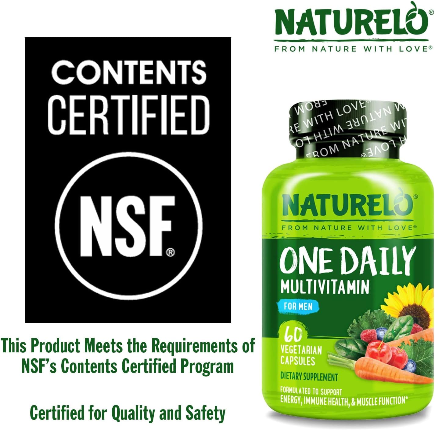 NATURELO، مولتی‌ویتامین و مینرال، 60 کپسول، مناسب آقایان
