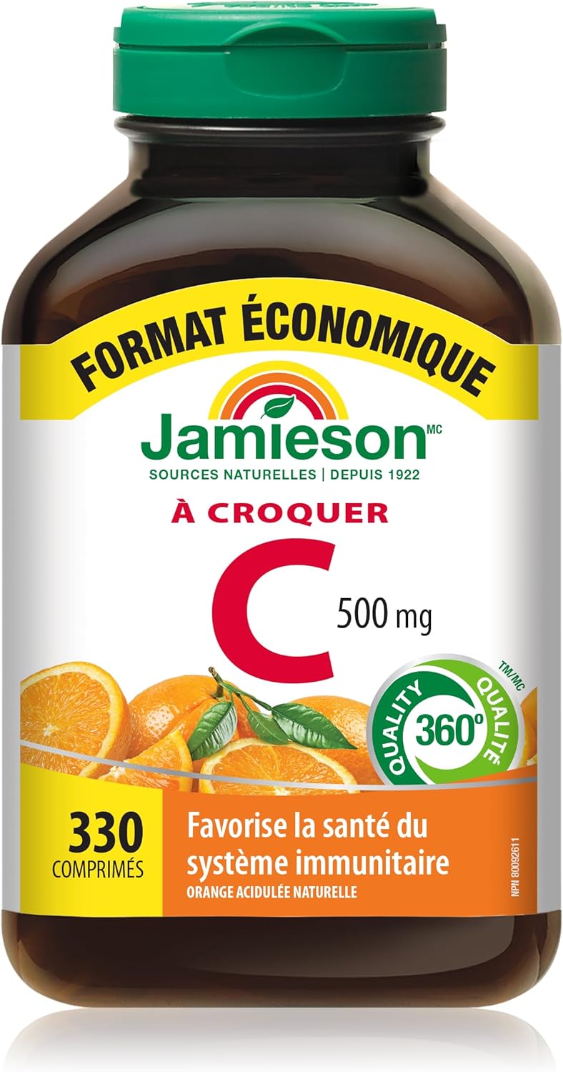Jamieson، مکمل ویتامین و مواد معدنی، 500 میلی‌گرم، 330 عدد، طعم پرتقال ترش