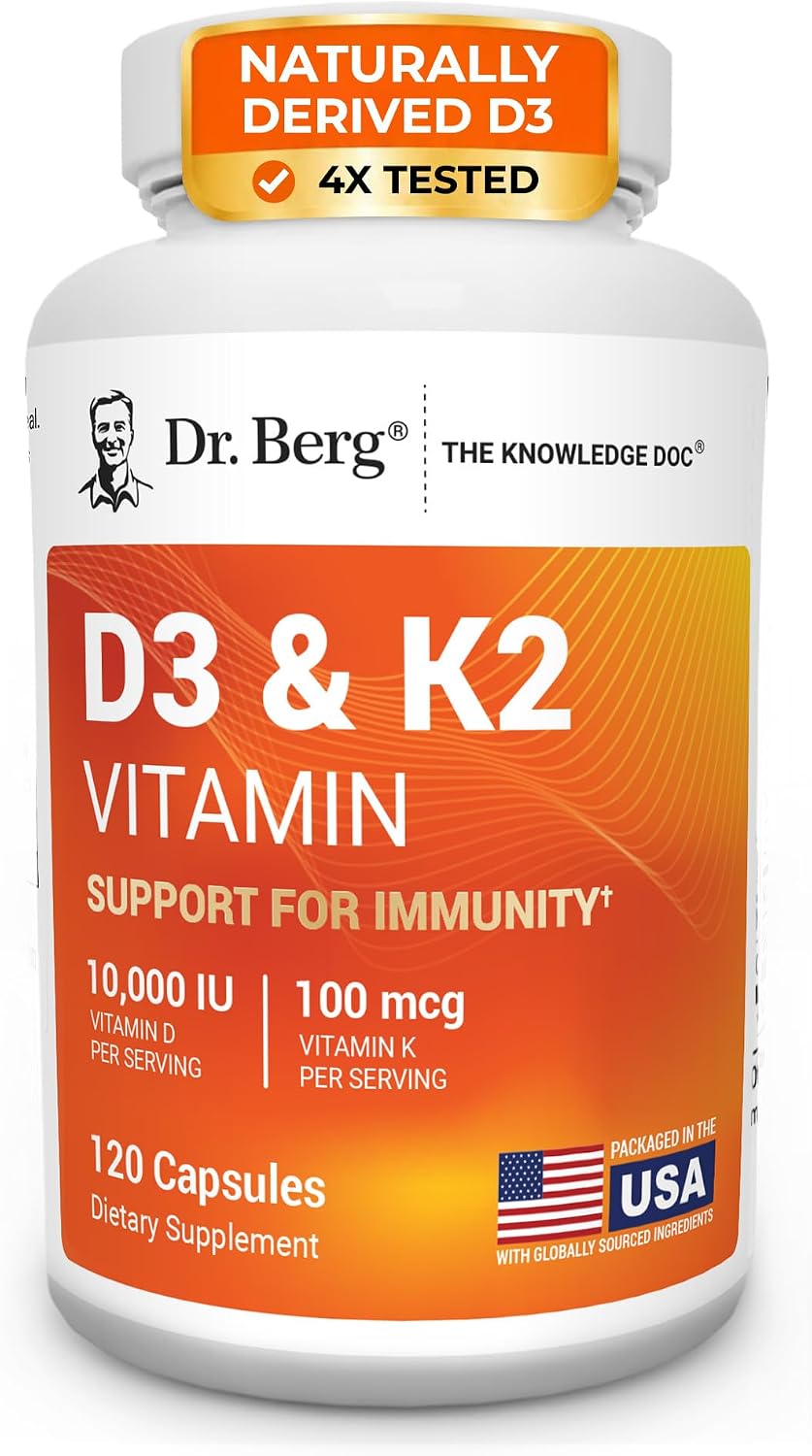 Dr. Berg Nutritionals، مکمل ویتامین و مواد معدنی، مدل D3 & K2، 120 کپسول