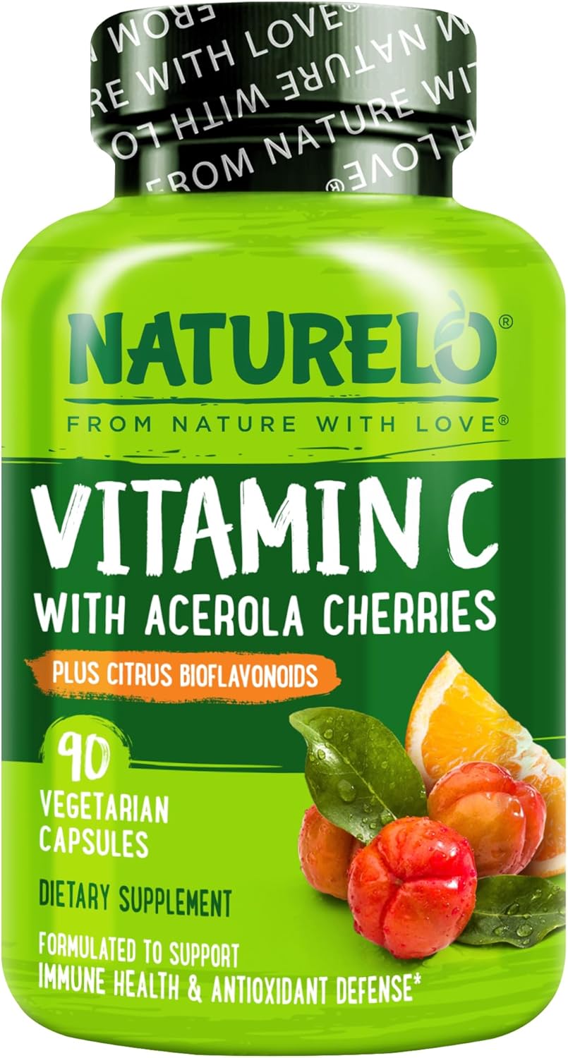 NATURELO، مکمل ویتامین C، 500 میلی‌گرم، 90 کپسول، طعم گیلاس