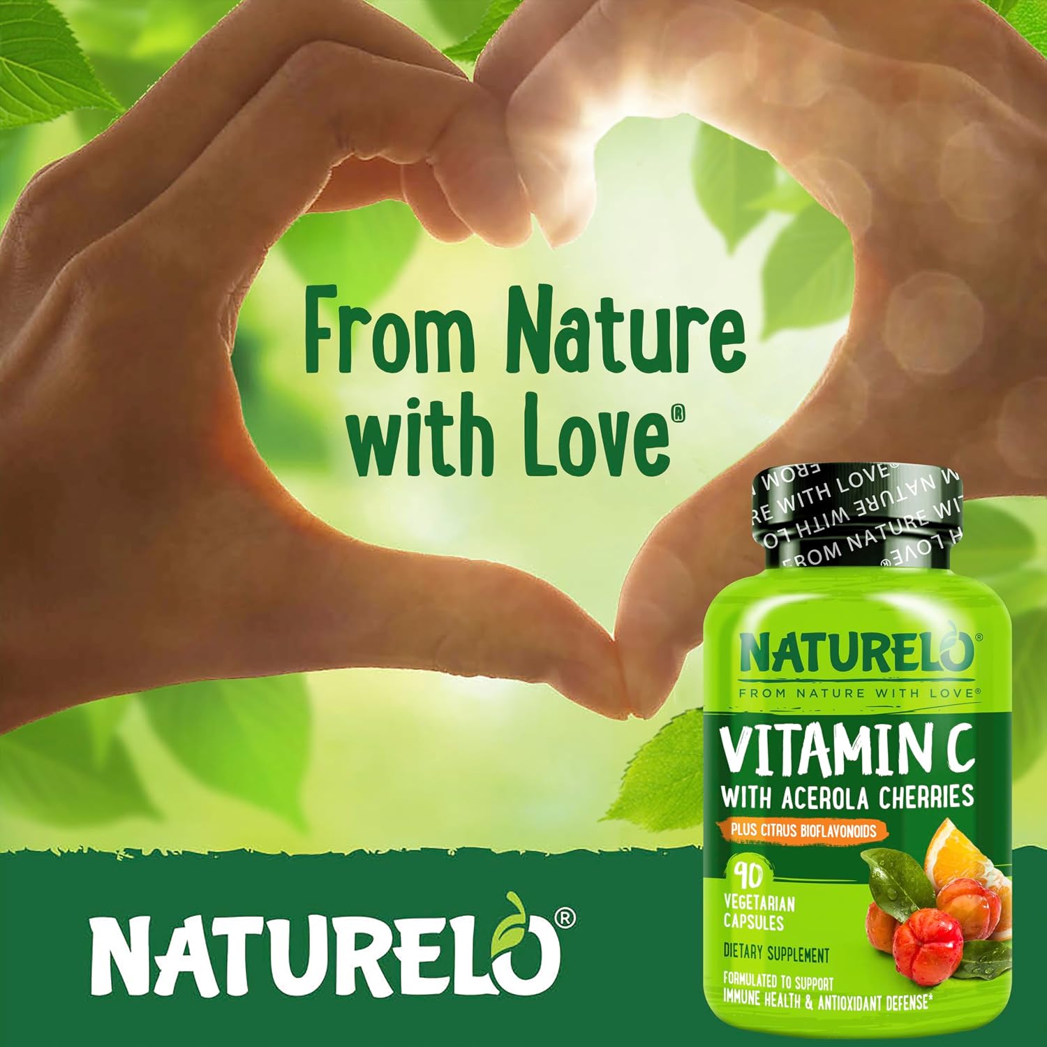NATURELO، مکمل ویتامین C، 500 میلی‌گرم، 90 کپسول، طعم گیلاس