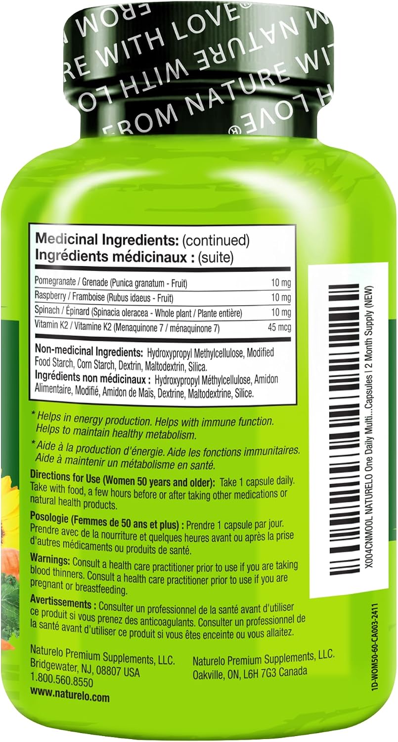 NATURELO، مولتی‌ویتامین و مینرال، 60 کپسول، مناسب بانوان بالای ۵۰ سال