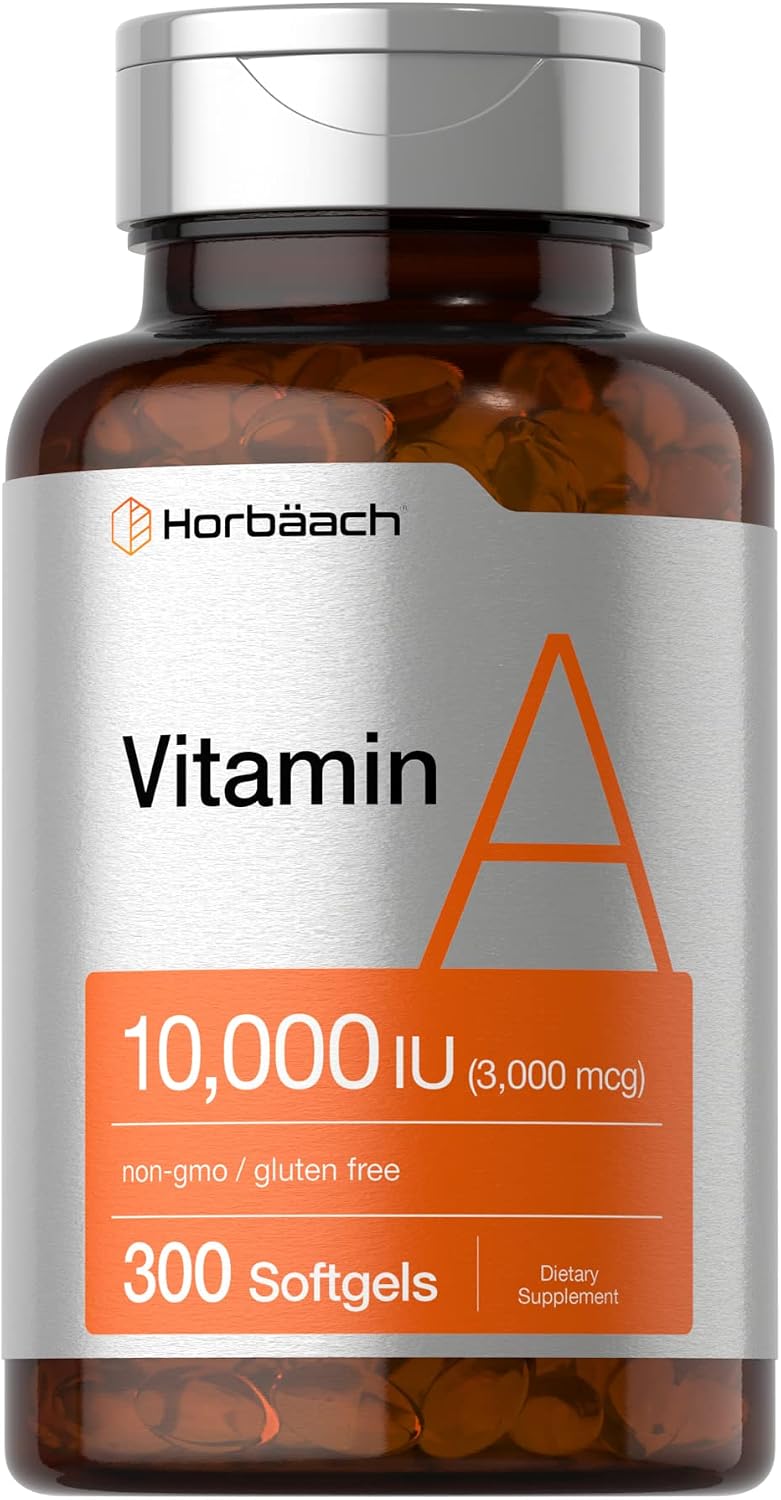 Horbäach، مکمل ویتامین A، 10000 IU، 300 سافت‌ژل