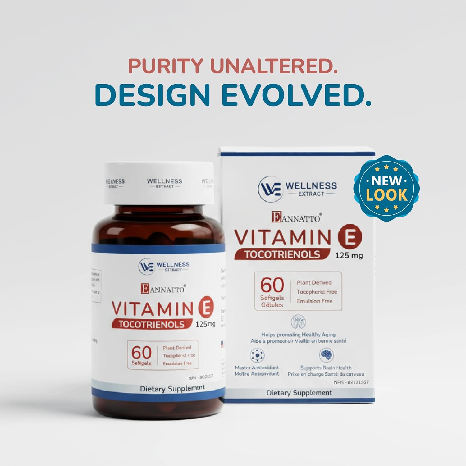 WELLNESS EXTRACT، مکمل ویتامین E، 125 میلی‌گرم، 60 سافت‌ژل