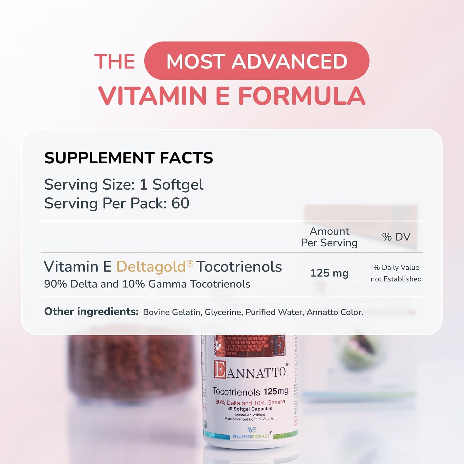 WELLNESS EXTRACT، مکمل ویتامین E، 125 میلی‌گرم، 60 سافت‌ژل
