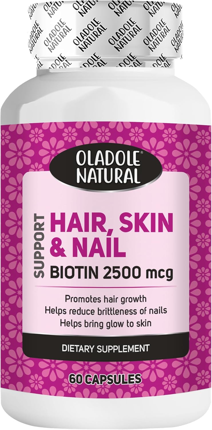 Oladole Natural، مکمل مو، پوست و ناخن، 2500 میکروگرم، 60 کپسول