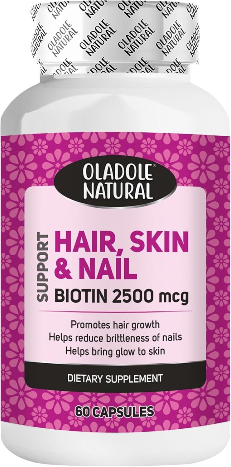 Oladole Natural، مکمل مو، پوست و ناخن، 2500 میکروگرم، 60 کپسول