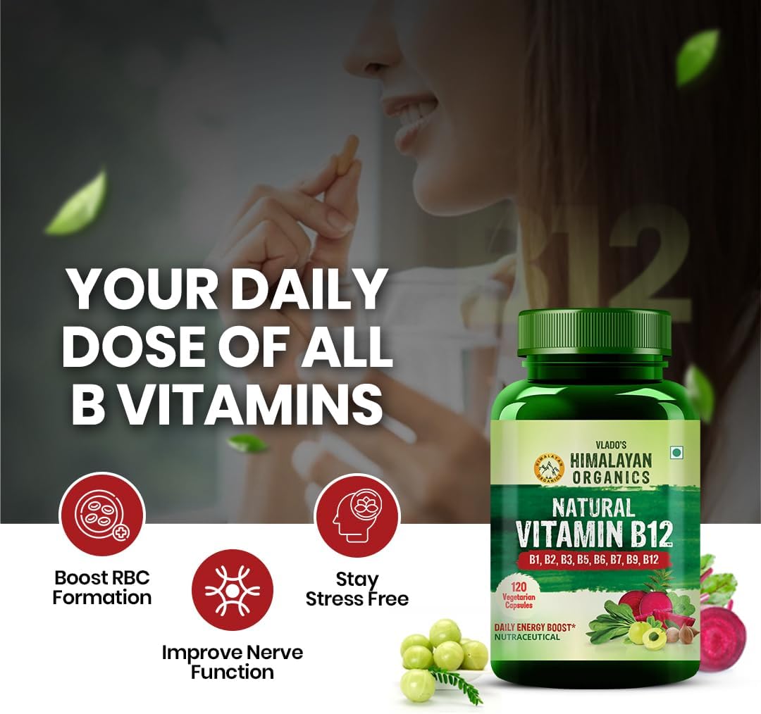 HIMALAYAN ORGANICS، مکمل ویتامین B12، کپسول