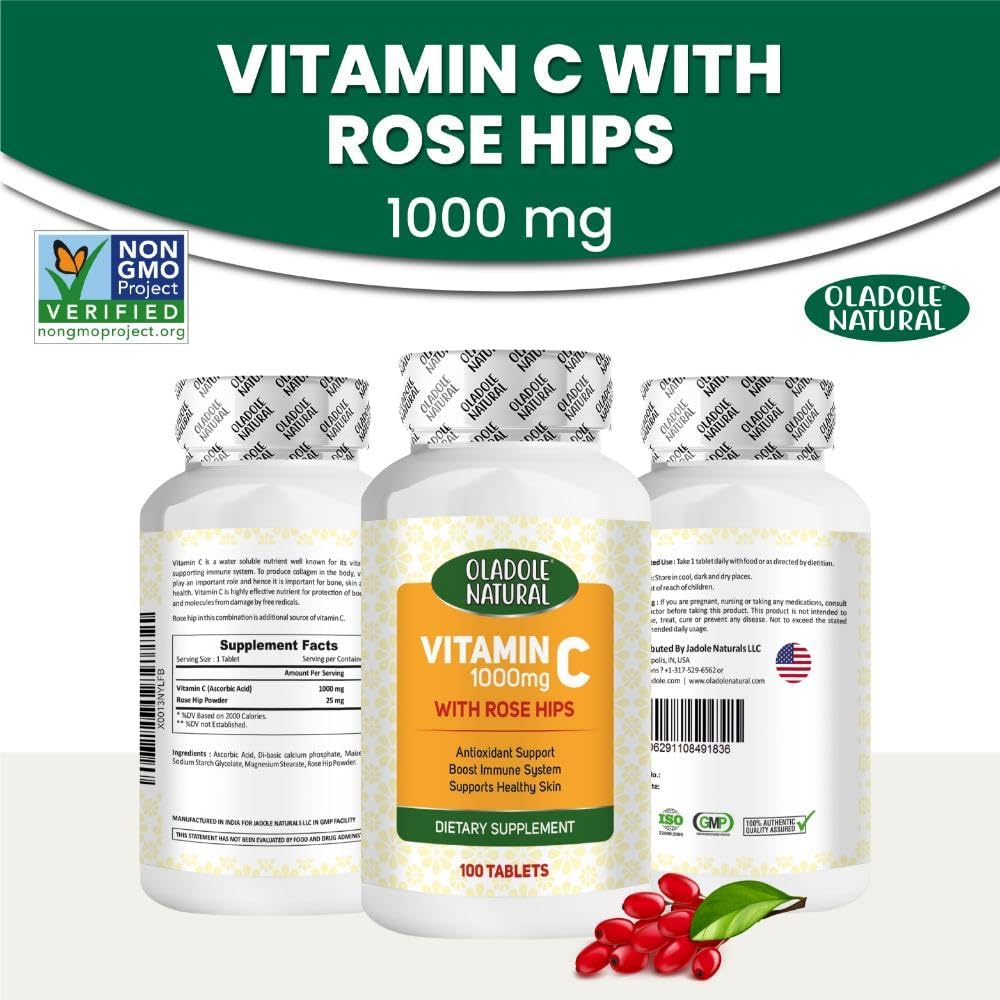 Oladole Natural، مکمل ویتامین C، 1000 میلی‌گرم، 100 قرص