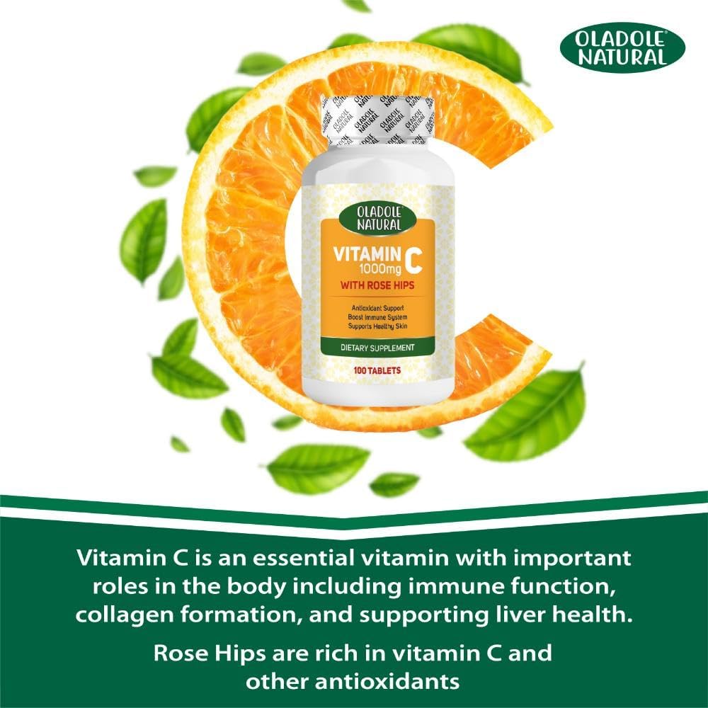 Oladole Natural، مکمل ویتامین C، 1000 میلی‌گرم، 100 قرص