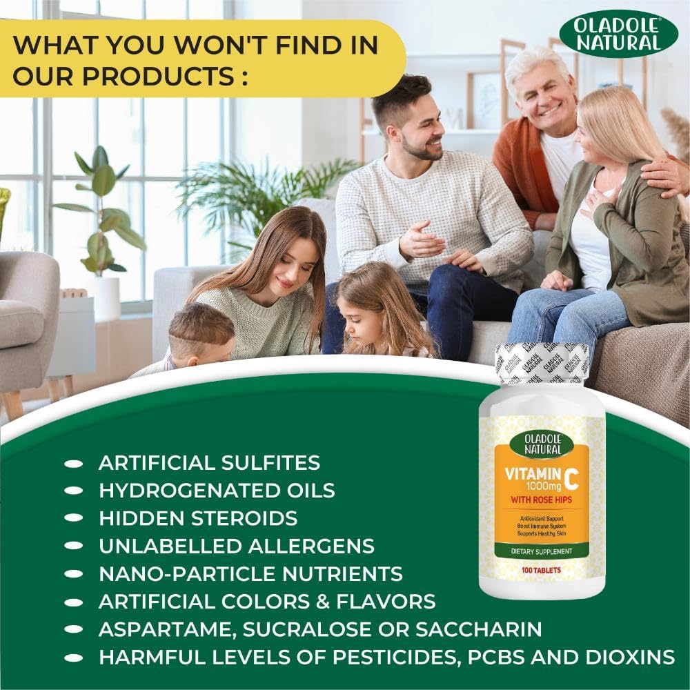 Oladole Natural، مکمل ویتامین C، 1000 میلی‌گرم، 100 قرص