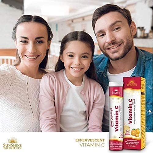 Sunshine Nutrition، مکمل ویتامین C، 1000 میلی‌گرم، 20 قرص، طعم پرتقال