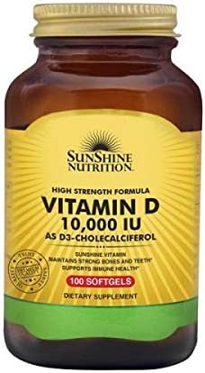 Sunshine Nutrition، مکمل ویتامین D3، 10000 IU، سافت‌ژل