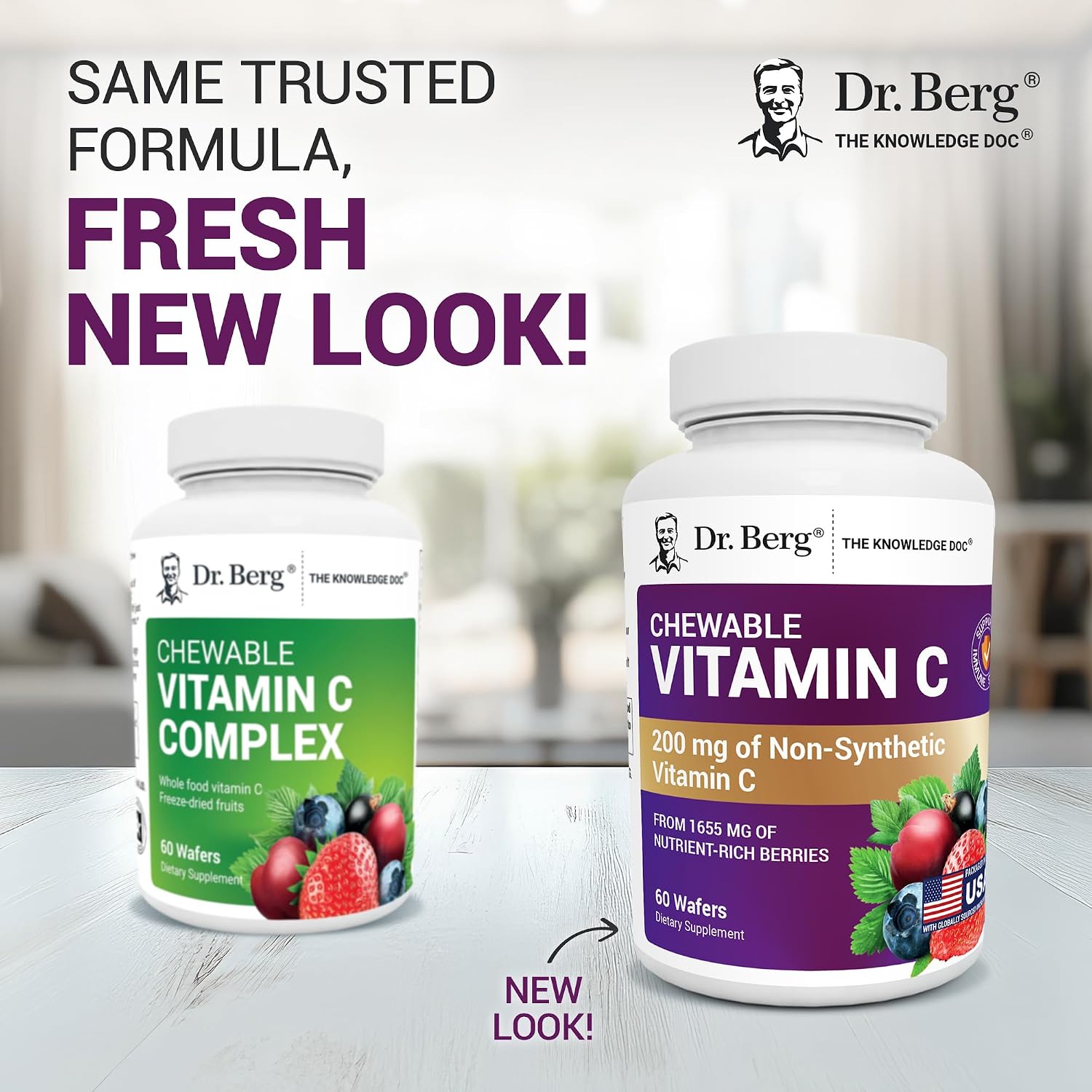 Dr. Berg Nutritionals، مکمل ویتامین C، 60 قرص جویدنی، طعم توت‌های جنگلی