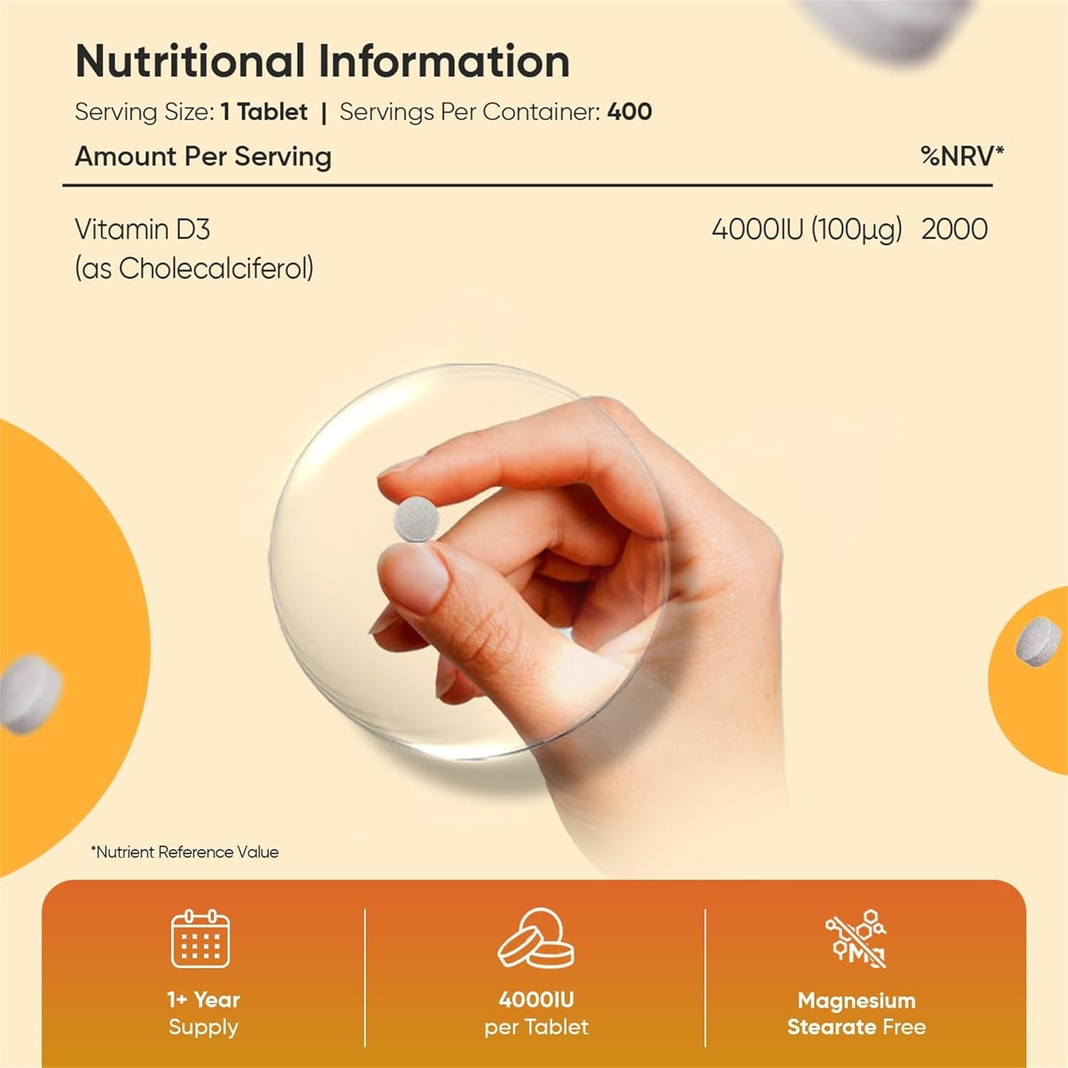 WeightWorld، مکمل ویتامین D3، 4,000 IU، 400 قرص