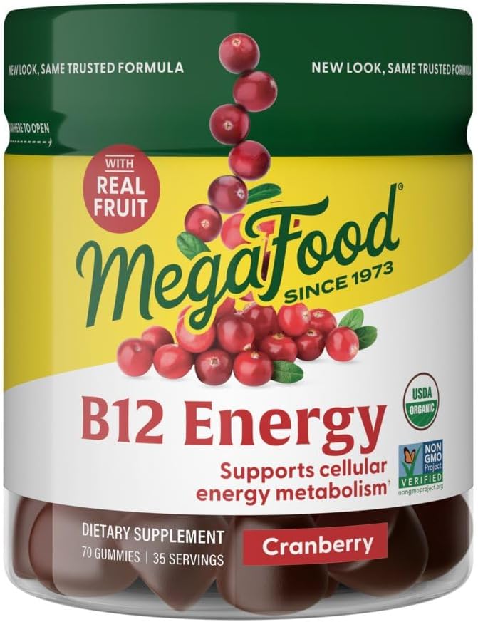 MegaFood، مکمل ویتامین B12، 70 پاستیل، طعم کرن‌بری