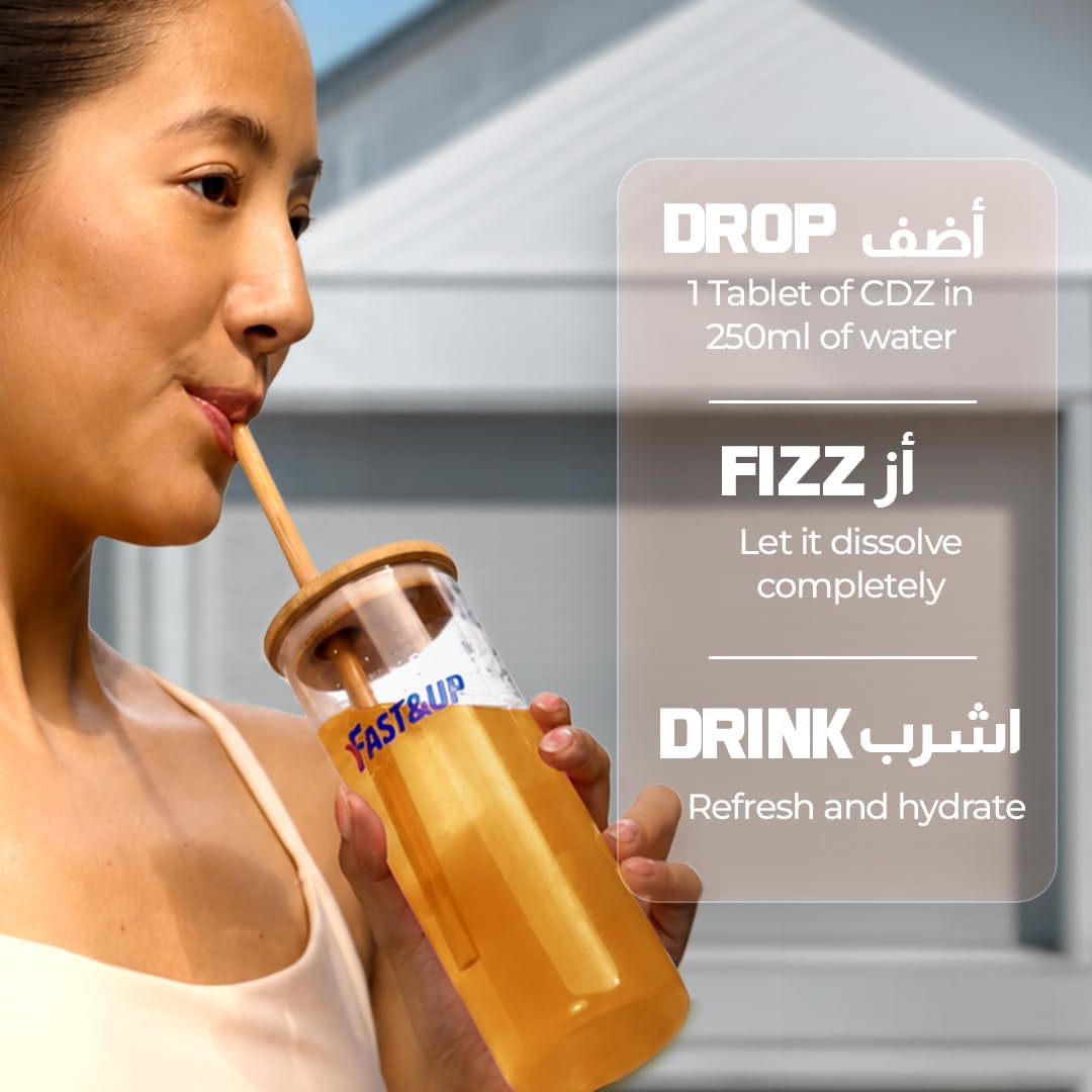 FAST&UP، مکمل ویتامین D3، مدل C-1000، 1000 میلی‌گرم و 50 میکروگرم، قرص جوشان، طعم پرتقال