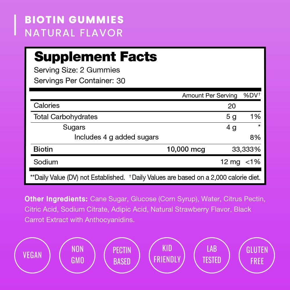 NutraChamps، مکمل مو، پوست و ناخن، 10,000 میکروگرم و 5000 میکروگرم، پاستیل، مناسب کودکان