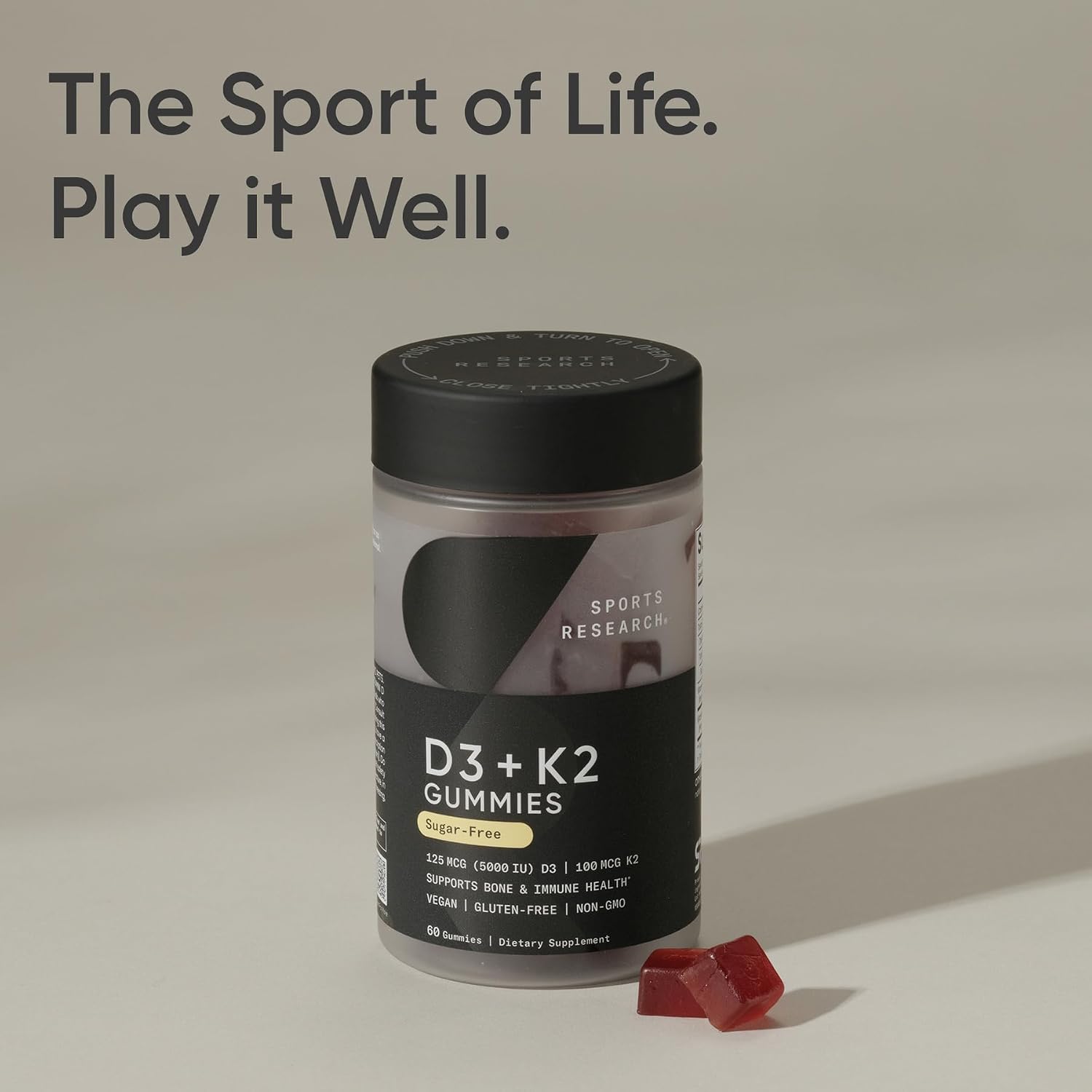 Sports Research، مکمل ویتامین D3 و K2، 5000 IU و 100 میکروگرم، 60 پاستیل
