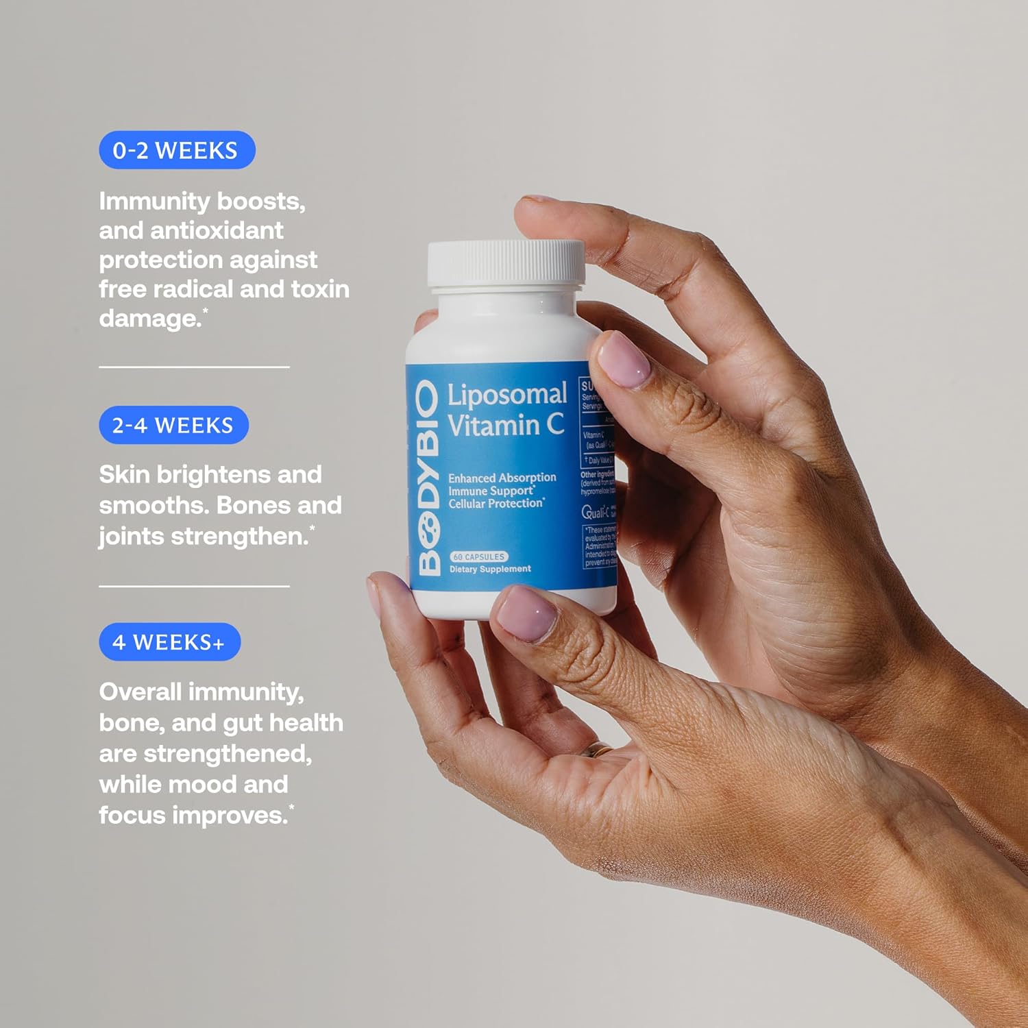 BodyBio، مکمل ویتامین C، 60 کپسول