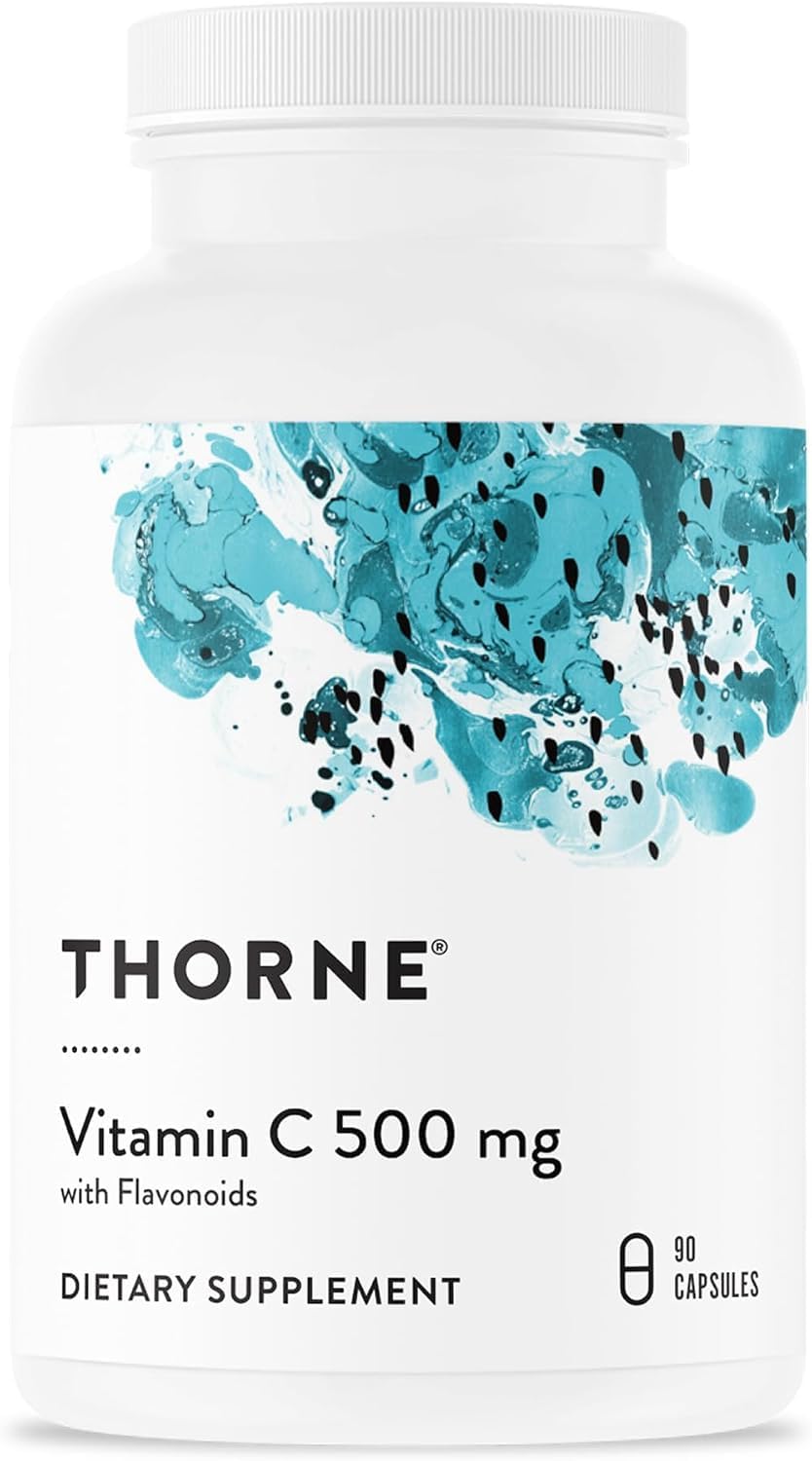 THORNE، مکمل ویتامین C، 500 میلی‌گرم، 90 سروینگ، طعم پرتقال